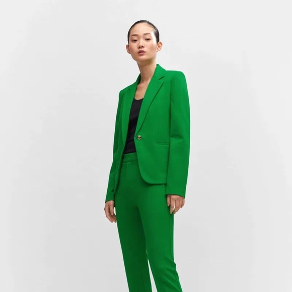 MNG Mango Green Single Button Women's Blazer Size 4 - Picture 3 of 16